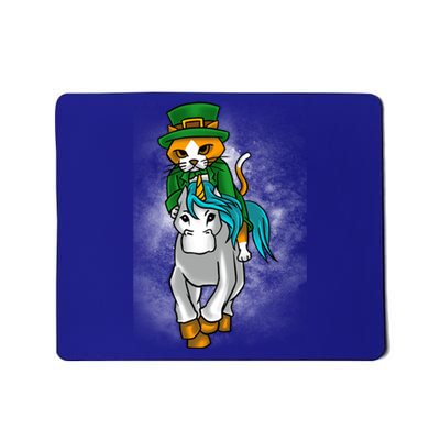 Leprechaun Cat Riding A Unicorn St Patrick's Graphic Humor Meaningful Gift Mousepad