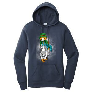 Leprechaun Cat Riding A Unicorn St Patrick's Graphic Humor Meaningful Gift Women's Pullover Hoodie