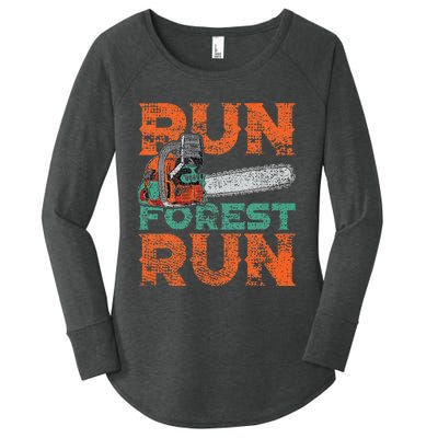 Lumberjack Chainsaw Run Forest Funny Woodworker Women's Perfect Tri Tunic Long Sleeve Shirt