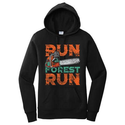 Lumberjack Chainsaw Run Forest Funny Woodworker Women's Pullover Hoodie