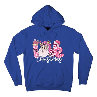 Love Christmas Santa Pink Leopard Plaid Tree Lights Xmas Day Cute Gift Hoodie