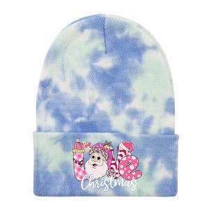 Love Christmas Santa Pink Leopard Plaid Tree Lights Xmas Day Cute Gift Tie Dye 12in Knit Beanie