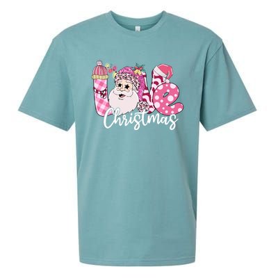 Love Christmas Santa Pink Leopard Plaid Tree Lights Xmas Day Cute Gift Sueded Cloud Jersey T-Shirt