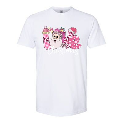 Love Christmas Santa Pink Leopard Plaid Tree Lights Xmas Day Cute Gift Softstyle® CVC T-Shirt