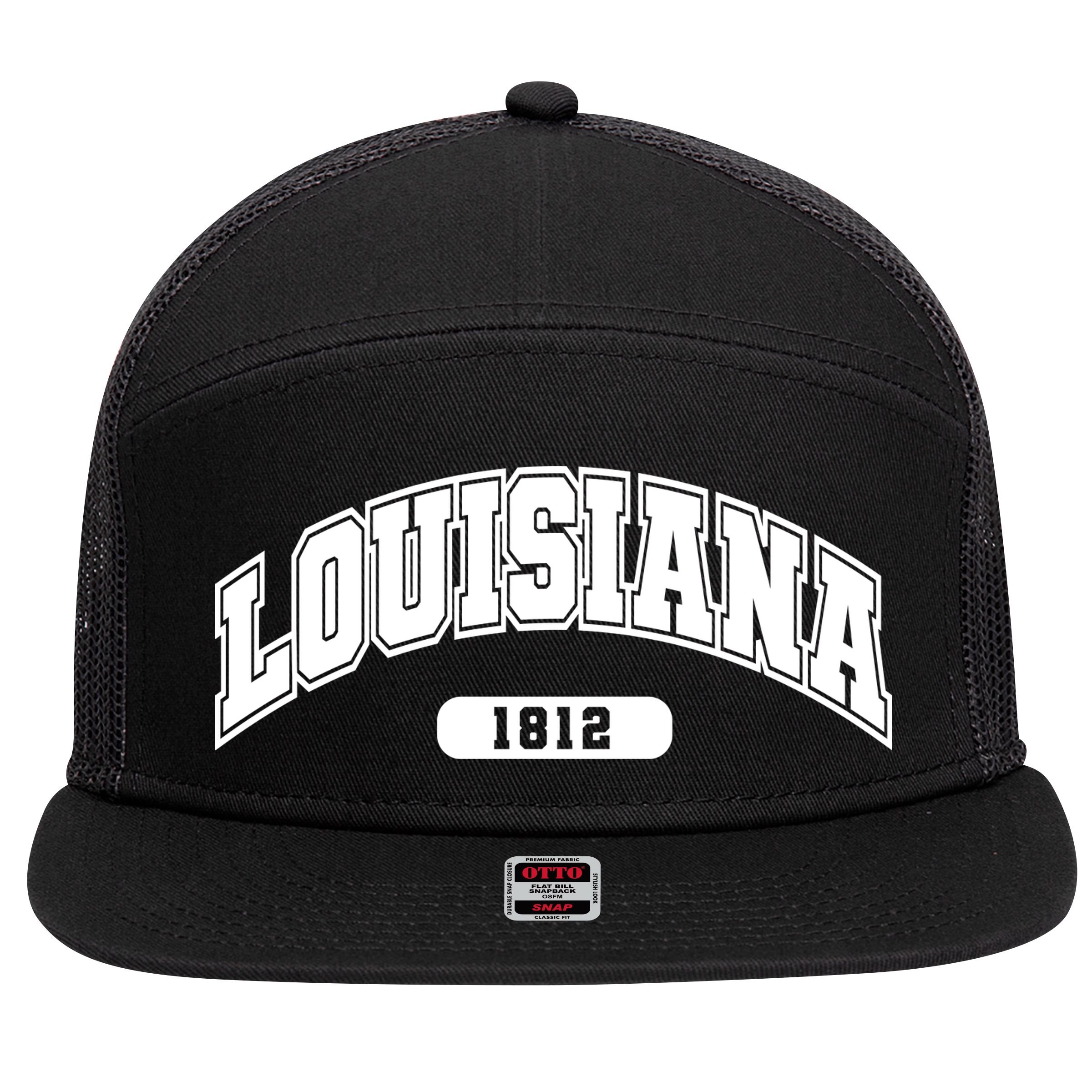 Louisiana Collegiate Style 1812 7 Panel Mesh Trucker Snapback Hat
