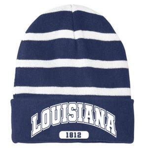 Louisiana Collegiate Style 1812 Striped Beanie with Solid Band