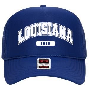 Louisiana Collegiate Style 1812 High Crown Mesh Back Trucker Hat