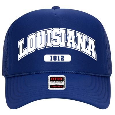 Louisiana Collegiate Style 1812 High Crown Mesh Back Trucker Hat