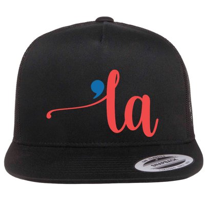 La Cursive Script With Comma Kamala Nickname Commala Flat Bill Trucker Hat