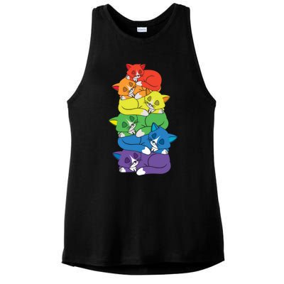 Love Cat Support Equality Gay Rainbow Lgbtq Lgbt Pride Month Funny Gift Ladies PosiCharge Tri-Blend Wicking Tank