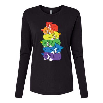 Love Cat Support Equality Gay Rainbow Lgbtq Lgbt Pride Month Funny Gift Womens Cotton Relaxed Long Sleeve T-Shirt