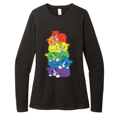 Love Cat Support Equality Gay Rainbow Lgbtq Lgbt Pride Month Funny Gift Womens CVC Long Sleeve Shirt