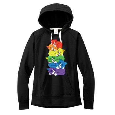 Love Cat Support Equality Gay Rainbow Lgbtq Lgbt Pride Month Funny Gift Women's Fleece Hoodie