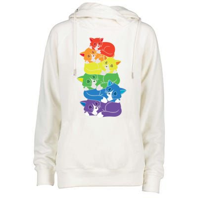 Love Cat Support Equality Gay Rainbow Lgbtq Lgbt Pride Month Funny Gift Womens Funnel Neck Pullover Hood