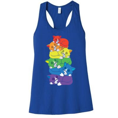 Love Cat Support Equality Gay Rainbow Lgbtq Lgbt Pride Month Funny Gift Women's Racerback Tank