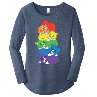 Love Cat Support Equality Gay Rainbow Lgbtq Lgbt Pride Month Funny Gift Women's Perfect Tri Tunic Long Sleeve Shirt