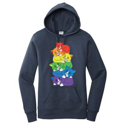 Love Cat Support Equality Gay Rainbow Lgbtq Lgbt Pride Month Funny Gift Women's Pullover Hoodie