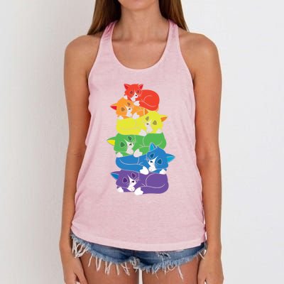 Love Cat Support Equality Gay Rainbow Lgbtq Lgbt Pride Month Funny Gift Women's Knotted Racerback Tank