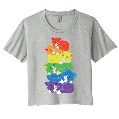 Love Cat Support Equality Gay Rainbow Lgbtq Lgbt Pride Month Funny Gift Women's Crop Top Tee