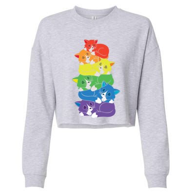 Love Cat Support Equality Gay Rainbow Lgbtq Lgbt Pride Month Funny Gift Cropped Pullover Crew