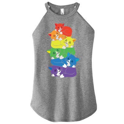 Love Cat Support Equality Gay Rainbow Lgbtq Lgbt Pride Month Funny Gift Women's Perfect Tri Rocker Tank