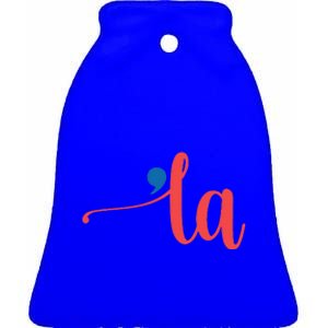 La Cursive Script With Comma Kamala Nickname Commala Ceramic Bell Ornament