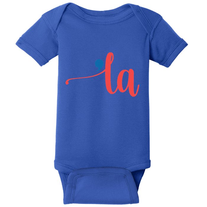 La Cursive Script With Comma Kamala Nickname Commala Baby Bodysuit