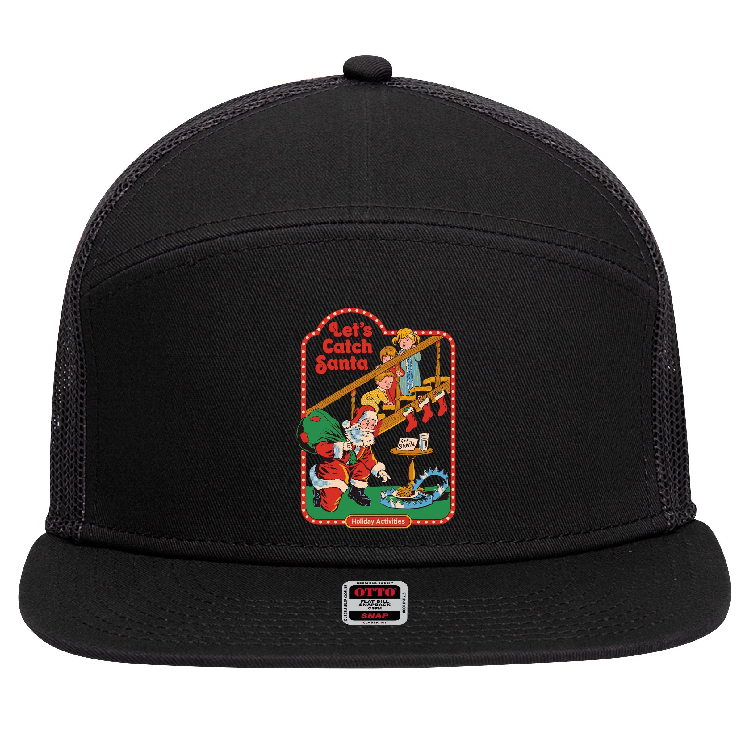 Let's Catch Santa Holiday Archives 7 Panel Mesh Trucker Snapback Hat