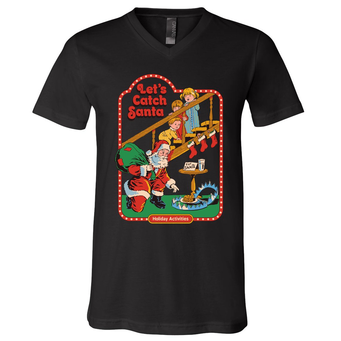Let's Catch Santa Holiday Archives V-Neck T-Shirt