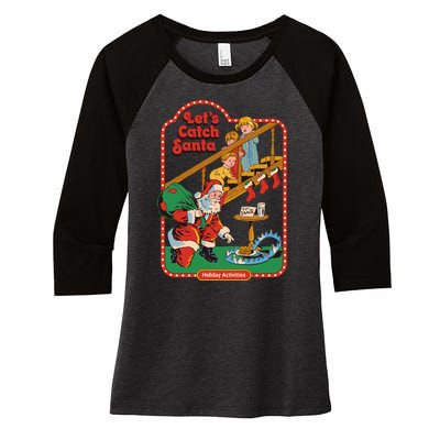 Let's Catch Santa Holiday Archives Women's Tri-Blend 3/4-Sleeve Raglan Shirt