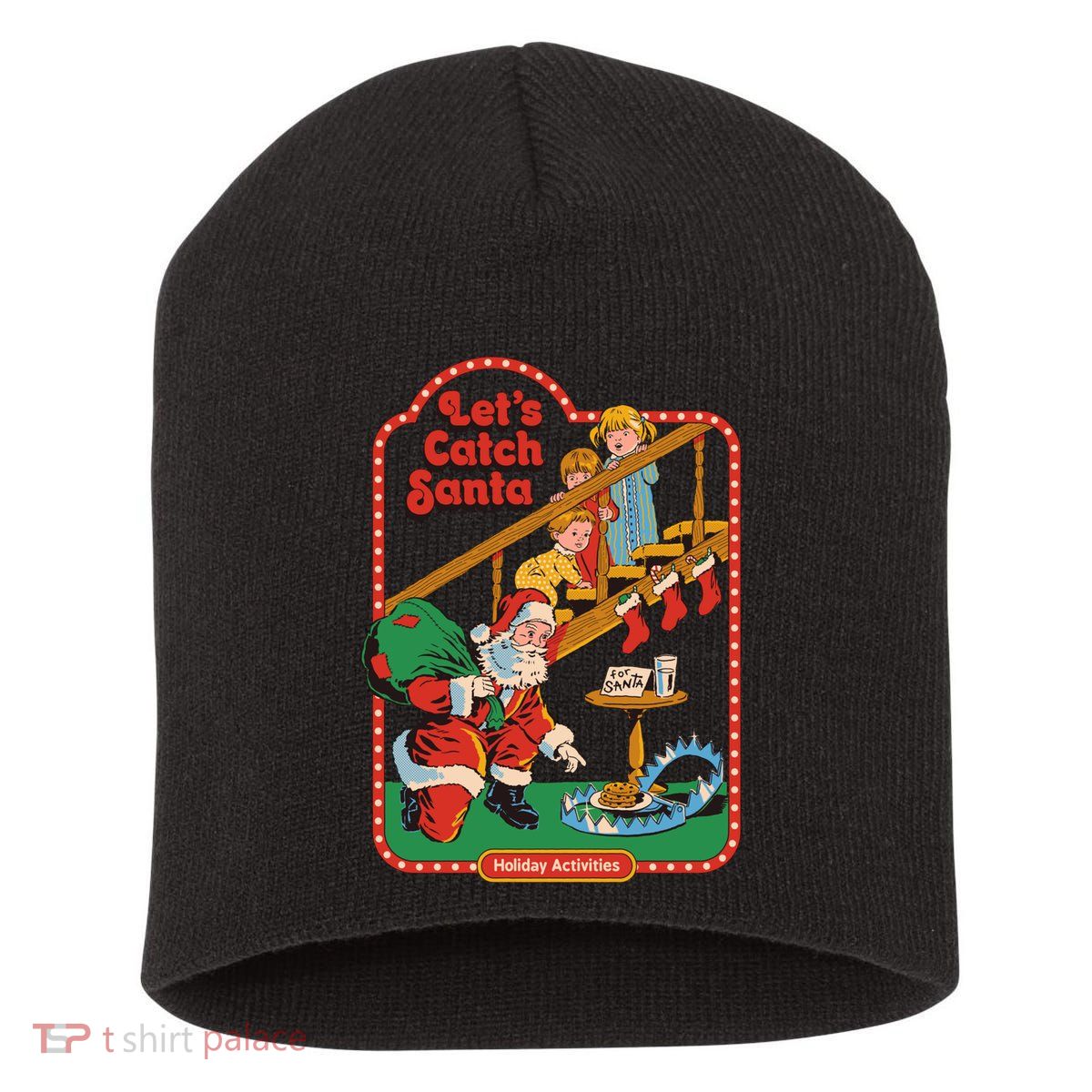 Let's Catch Santa Holiday Archives Short Acrylic Beanie
