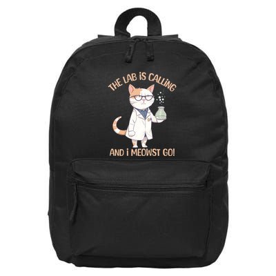 Lab Calling Science Funny Lab Cat Laboratory Chemistry 16 in Basic Backpack