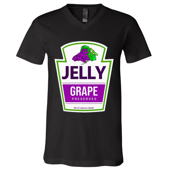 Lazy Costume S Grape Jelly Jar For Halloween V-Neck T-Shirt