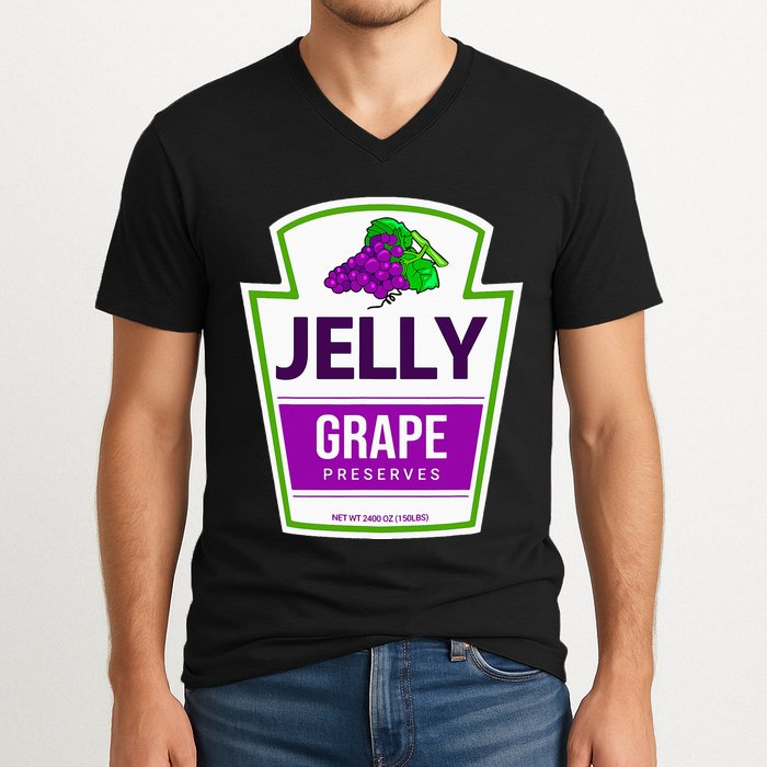 Lazy Costume S Grape Jelly Jar For Halloween V-Neck T-Shirt