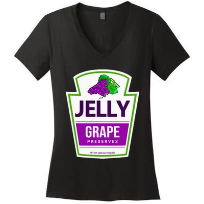 Lazy Costume S Grape Jelly Jar For Halloween Women's V-Neck T-Shirt