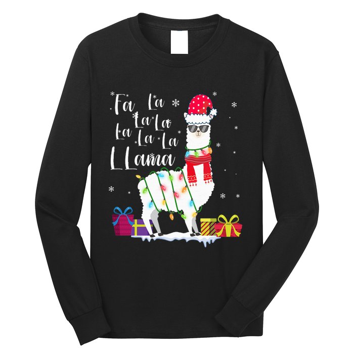 Llama Christmas Sweater FaLaLa Lama Funny Xmas Long Sleeve Shirt