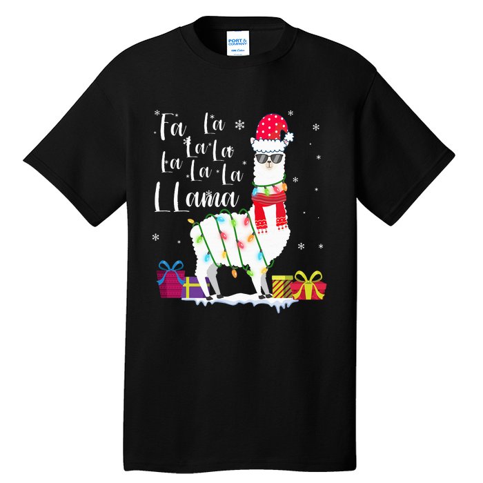 Llama Christmas Sweater FaLaLa Lama Funny Xmas Tall T-Shirt