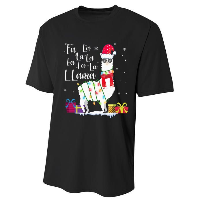 Llama Christmas Sweater FaLaLa Lama Funny Xmas Performance Sprint T-Shirt