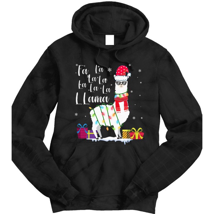 Llama Christmas Sweater FaLaLa Lama Funny Xmas Tie Dye Hoodie