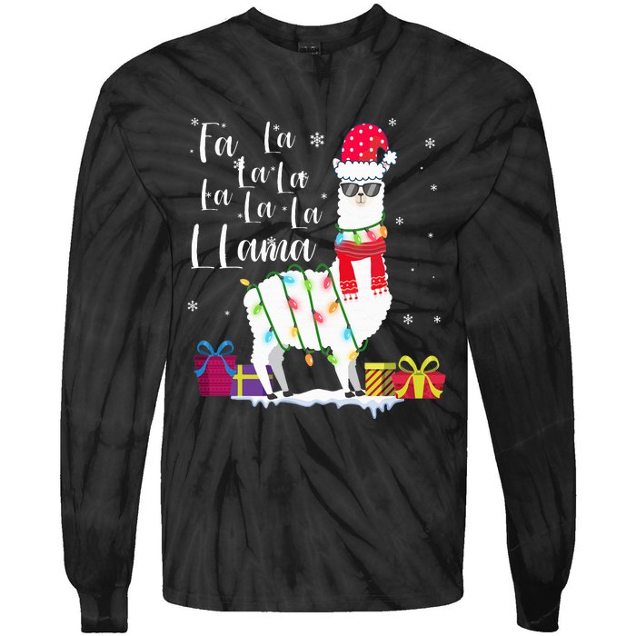 Llama Christmas Sweater FaLaLa Lama Funny Xmas Tie-Dye Long Sleeve Shirt