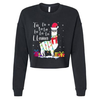 Llama Christmas Sweater FaLaLa Lama Funny Xmas Cropped Pullover Crew