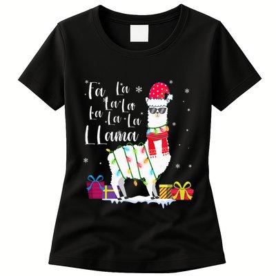 Llama Christmas Sweater FaLaLa Lama Funny Xmas Womens T-Shirt