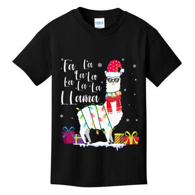 Llama Christmas Sweater FaLaLa Lama Funny Xmas Kids T-Shirt