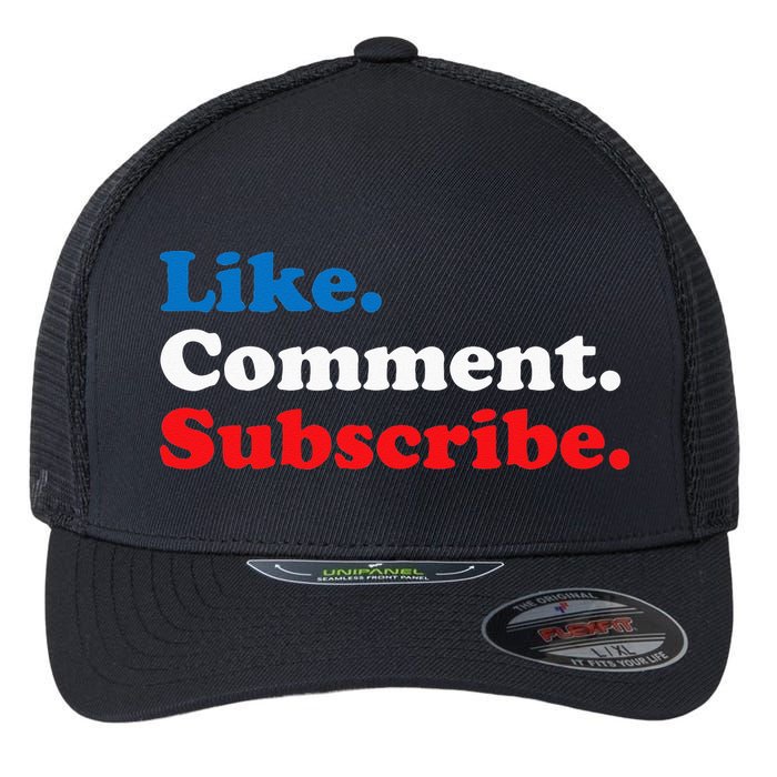 Like Comment Subscribe Vlogger Social Media Blogger Flexfit Unipanel Trucker Cap