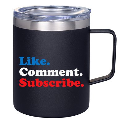 Like Comment Subscribe Vlogger Social Media Blogger 12oz Stainless Steel Coffee Mug