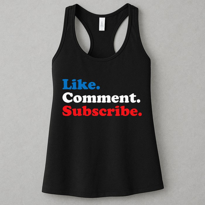 Like Comment Subscribe Vlogger Social Media Blogger Womens Tank Top