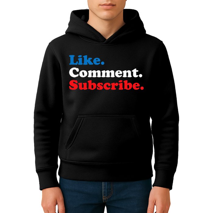 Like Comment Subscribe Vlogger Social Media Blogger Kids Hoodie