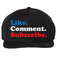 Like Comment Subscribe Vlogger Social Media Blogger Wool Snapback Cap