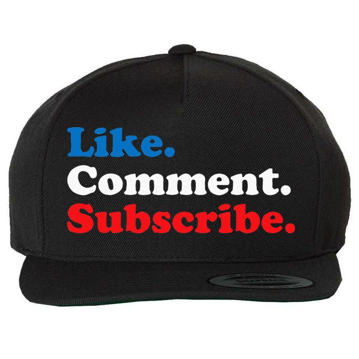 Like Comment Subscribe Vlogger Social Media Blogger Wool Snapback Cap