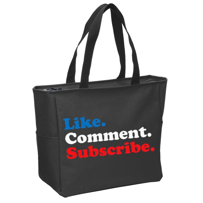 Like Comment Subscribe Vlogger Social Media Blogger Zip Tote Bag